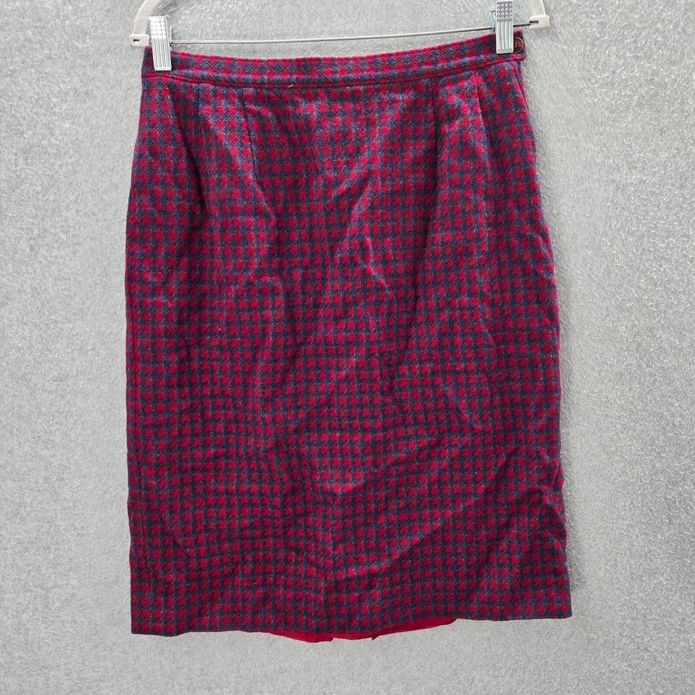VINTAGE Pendleton‎ Women Skirt 14 Red Houndstooth 100% Wool 70s USA